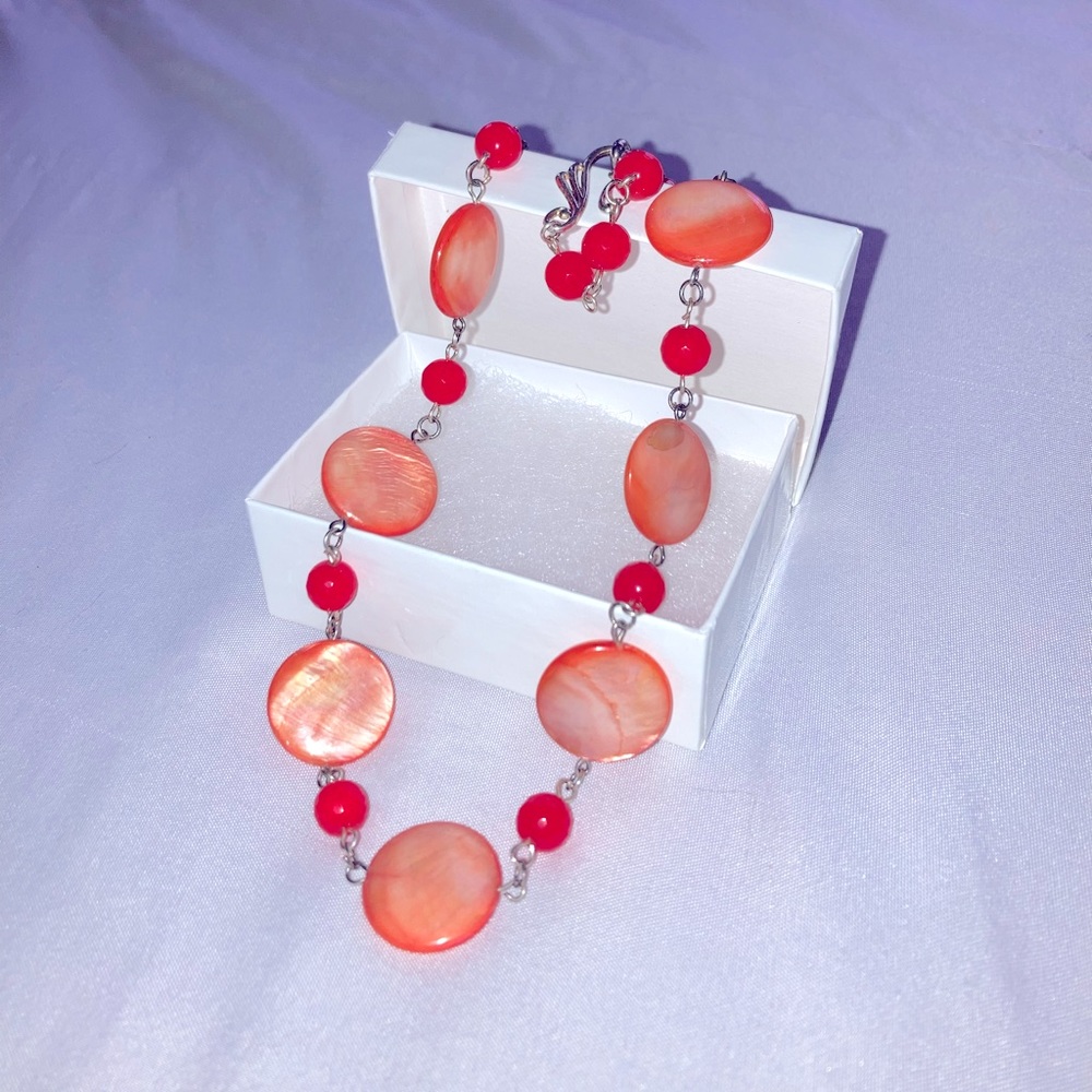 Orange Faux Pearl Necklace